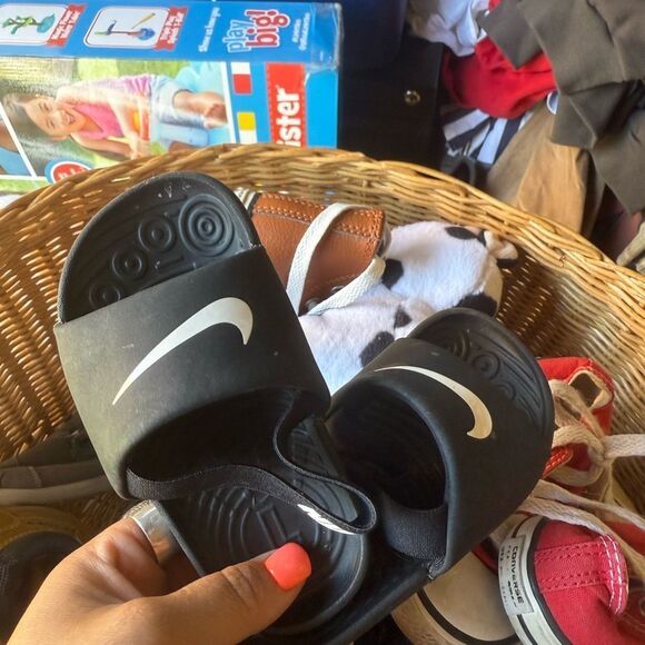 Nike Black Slide Sandals with Iconic Swoosh - Picture 1 of 1